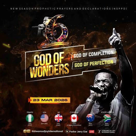 NSPPD | GOD OF WONDERS; GOD OF COMPLETION; GOD OF PERFECTION [DAY 1 ...
