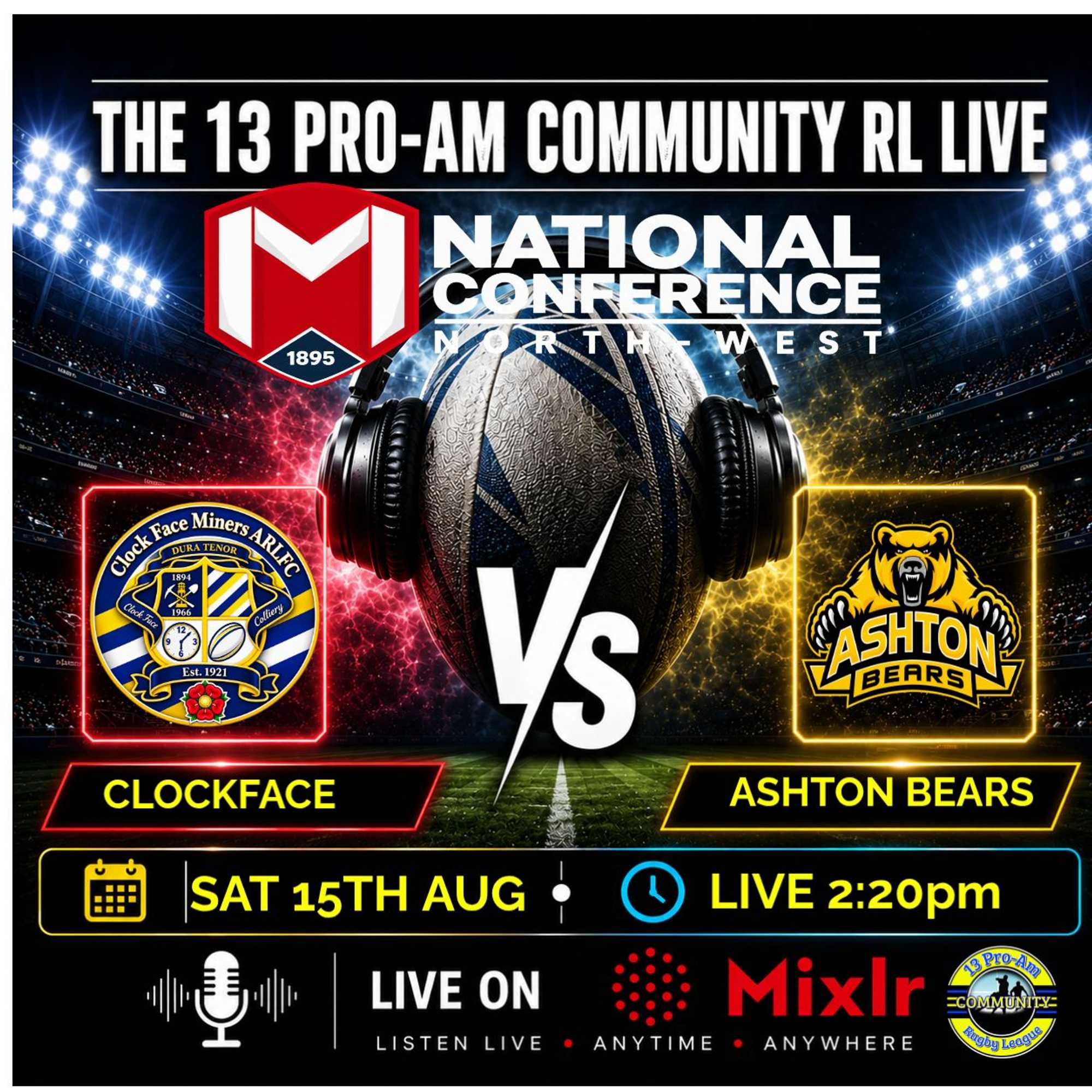 NCRL Live – Clock Face Miners v Ashton Bears
